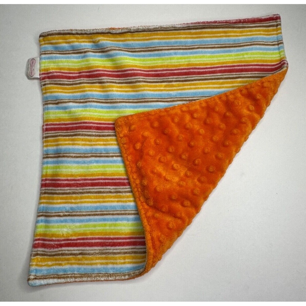 Bebe Bella‎ Designs Security blanket orange Stripes Blue Green Raised bumps